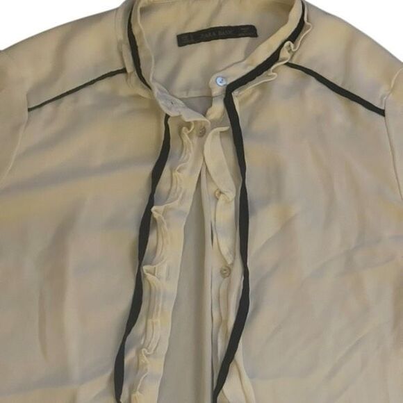 Zara Basic Ruffle Detail Button Down Shirt - Picture 3 of 10